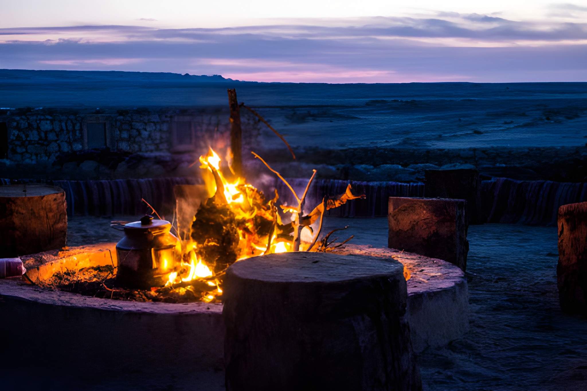 Desert lounge at night